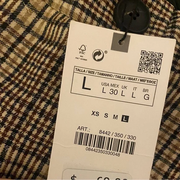 ZARA PLAID SKORTS BROWN LARGE